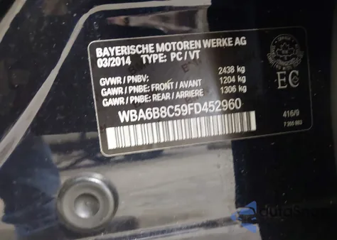 2015 BMW 640I Gran Coupe xDrive из США, поврежденный, VIN WBA6B8C59FD452960